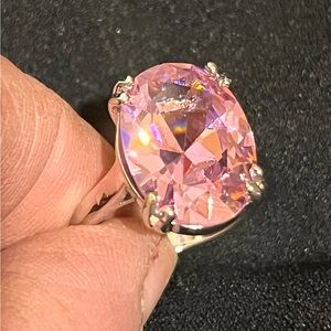 Pink Oval Cocktail Ring - Unbranded Silver-Tone Setting